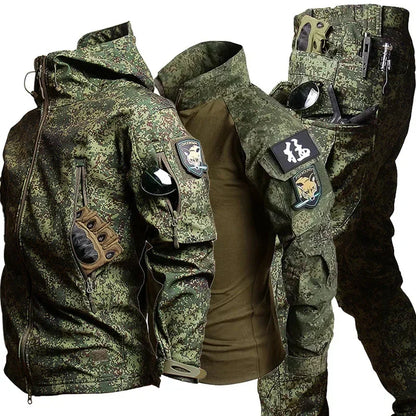 Tactical Uniform Sets Men Combat Fleece Suit Outdoor Camo Multicam Hunting Shirt+Cargo Pants Airsoft Kits Training Workwear Suit