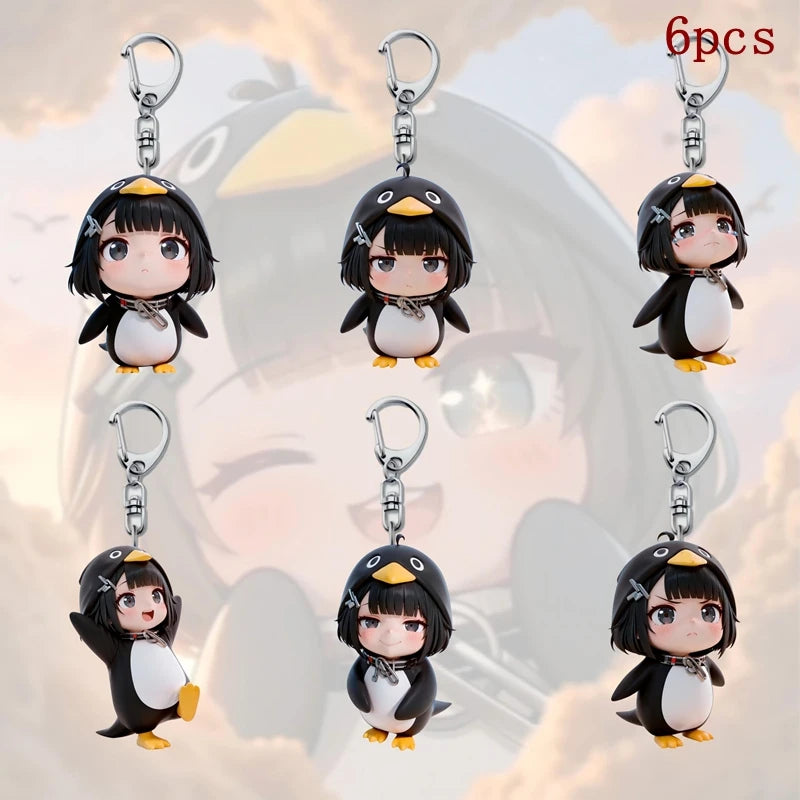 Gugugaga Penguin Keychains Anti-stress Keycap Keychains Cute Penguin Girl Keyrings Bag Charms Gifts 키캡