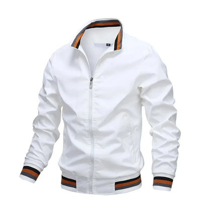 Autumn and winter men's standing collar casual zipper business jacket outdoor sports jacket waterproof and windproof solid color
