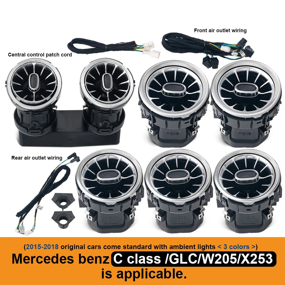 For Mercedes Benz W205 C-Class GLC X253 W213 E-Class W222 S-Class W117/W156/W176 CLA GLA Turbine Nozzle Air Vents Ambient Light