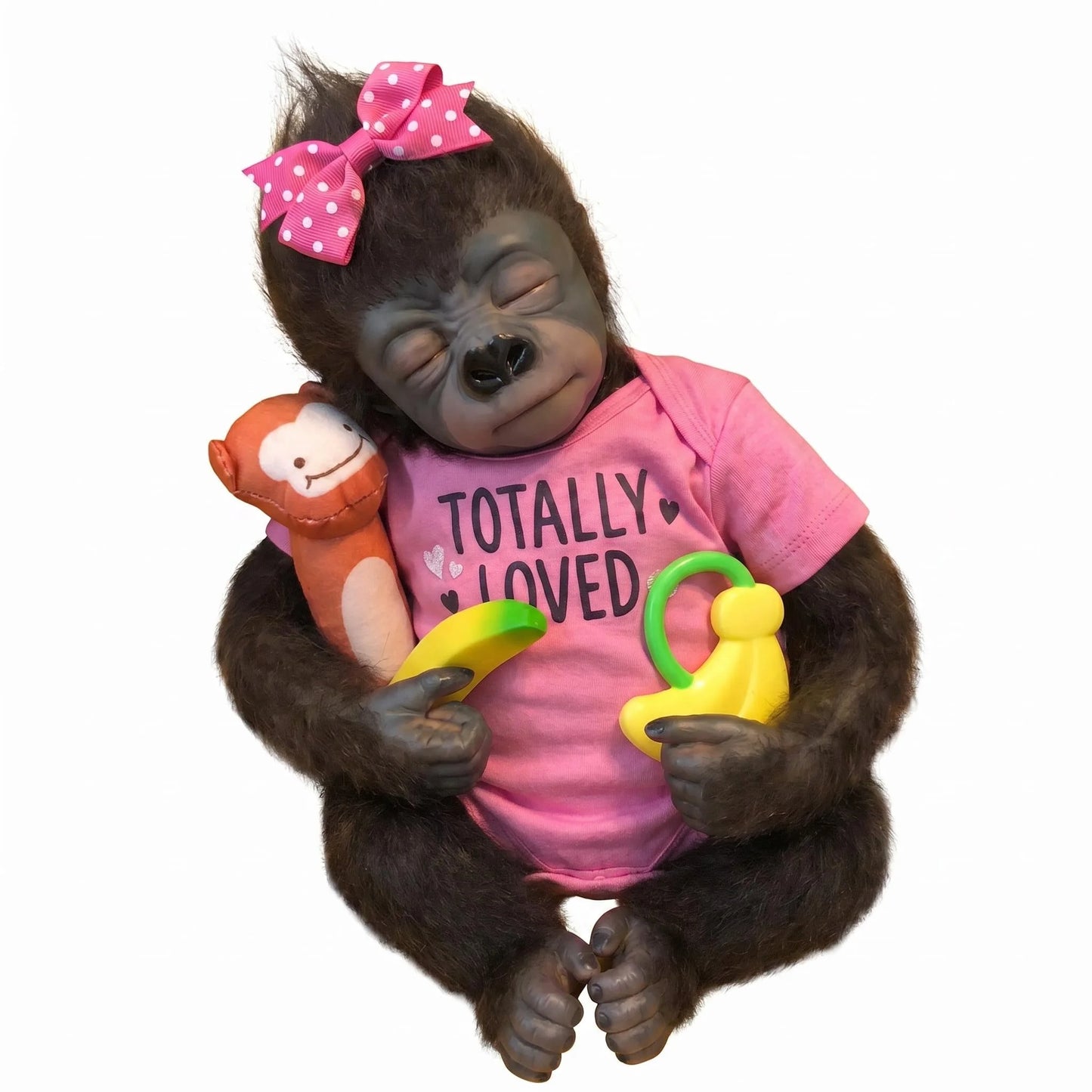NPK 18inch Lifelike Reborn Baby Orangutan Doll Soft Touch Dark Skin Hand Root Hair Cuddly with Multiple Layers Painting
