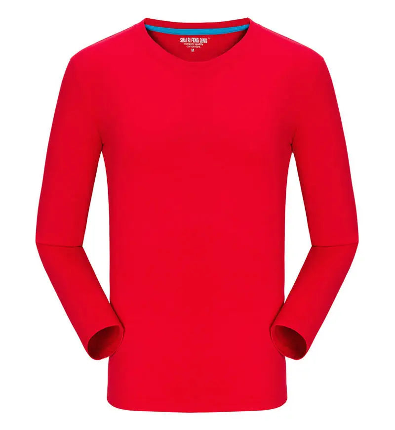 Custom logo cotton t-shirt Spring/autumn men T-shirt home men's long sleeved O-neck solid color casual T-shirts USA size XS-2XL