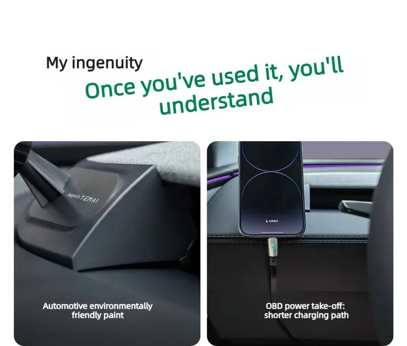 TEMAI A-Pillar Traceless Magnetic Floating Mount for Tesla Model 3 Highland Model Y/YL Juniper, Stylish Phone Mount