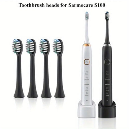 10pcs/lot Sarmocare S100 Toothbrush Heads Ultrasonic Sonic Electric Toothbrush White Black Solt Replacement Toothbrusher Heads