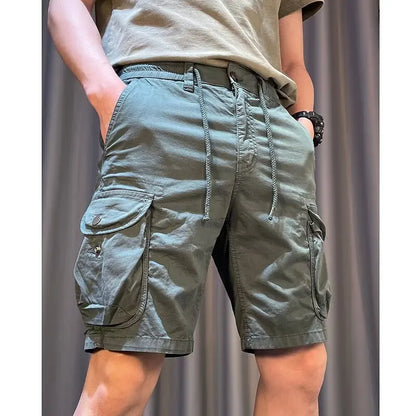 Cargo Shorts Man Big Pocket Casual Work Pants Loose Fit Drawstring Sports Male Outfit Shorts High Street Short Pants Clothing