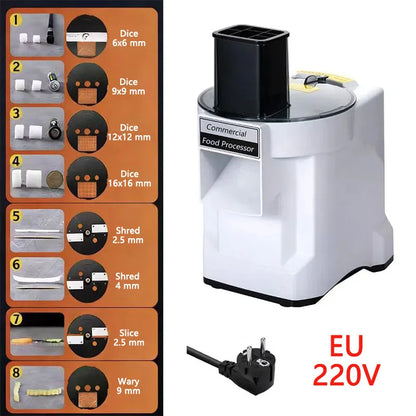 Commercial Dicing Machine K8600 White 3-in-1 Multi-Function Electric Cutter Strips Shreds Slices Dice Radish Potato Vegetables