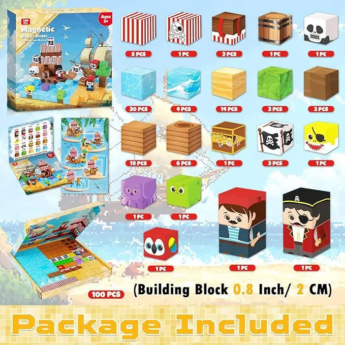 Magnetic Building Blocks Mine World Magnet Cube for Stacking Construction Set Educate Sensory Toys Kids Boys Girls Ages 3+ DIY
