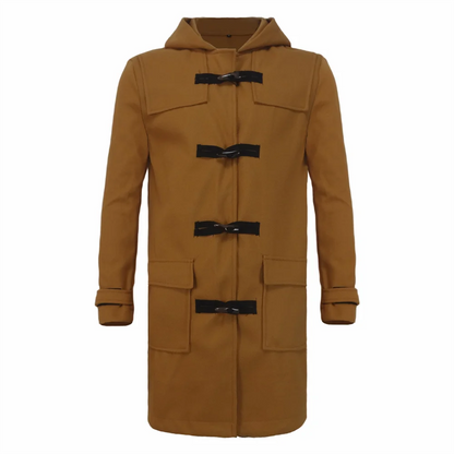 Streetwear Men's Jacket Casual Trench Horn Buttons Loose Hooded Outerwears Jackets Extra-long Men Clothing For Autumn Winter