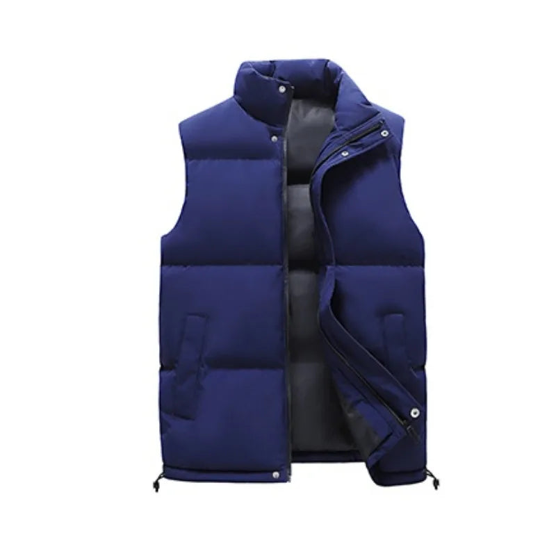 Winter Outdoor Thick Warm Solid Color Stand up Collar Loose Versatile Vest High Quality Casual Fashion Trendy Warm Heated Vest