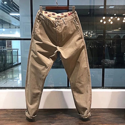 Heavyweight Canvas Thick Pure Cotton Work Trousers Black  Loose Micro Cone Straight Leg Spring Autumn Basic  Color Ca...