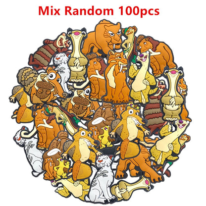 12/50/100Pcs Cartoon Ice Age Shoe Charms Cute Anime Clog Sandals Shoes Decorate Aceessories Buckle Kids Halloween Party Gifts
