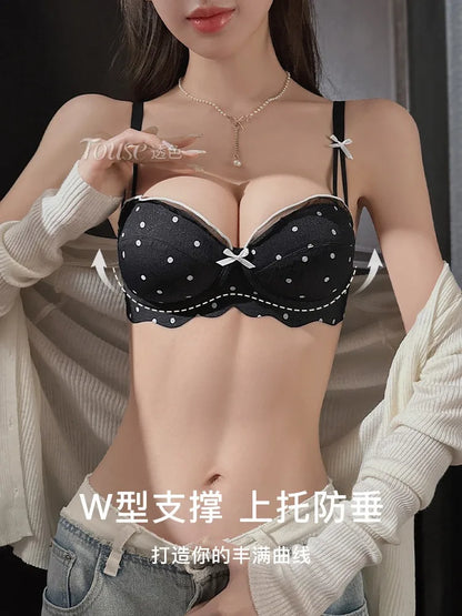 YUQI Elegant Lace Bra Set 2026 - Push Up Half Cup for Small Chest, Support & Anti Sagging, Sexy Back Design | Lingerie S-XL Suit