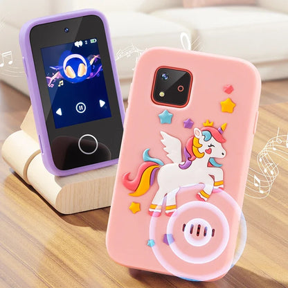 Kids Smart Phone Camera Toy 2.4in Touchscreen Unicorn Baby Multilingual With Music Digital Camera Toys for Girls Boys Age 3-8