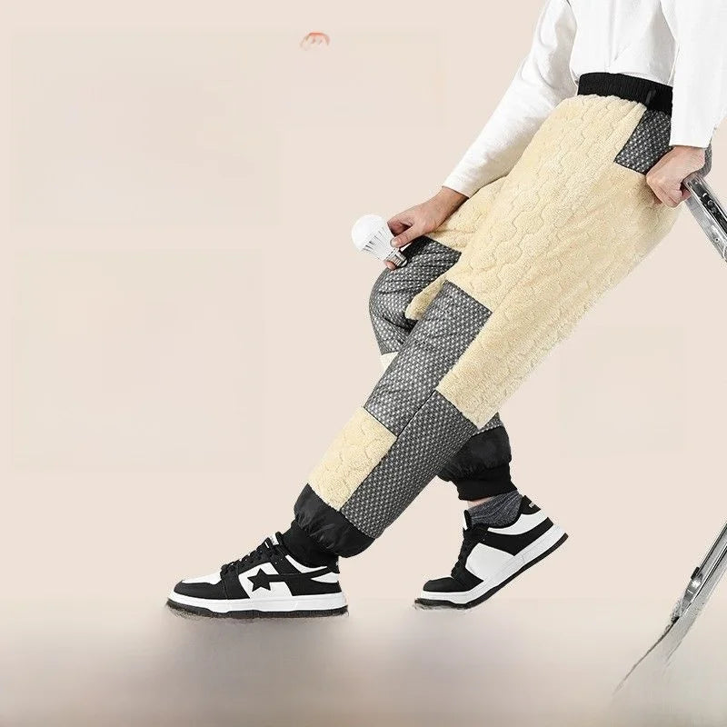 Heated Graphene Fleece Lined Thick Women's Cotton Pants  Thermal Leggings Knee And Ankle Warmers Long Trousers