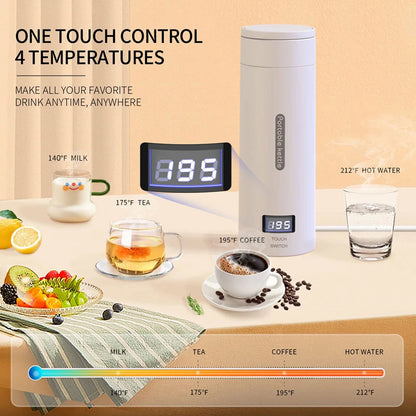 Portable Electric Kettle For Travel Stainless Steel Mini Kettle Electric Water Bottle Thermal Cup For Tea Coffee Boil Hot Water