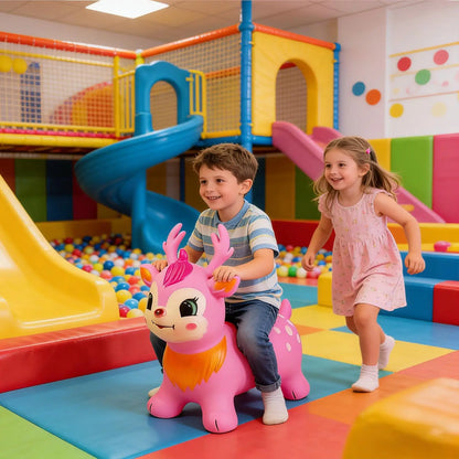 Bouncy Horse Inflatable Ride on Horse Bouncer Kids Jumping Hopping Animal Toys for Outdoor Home Preschool Classroom Playroom