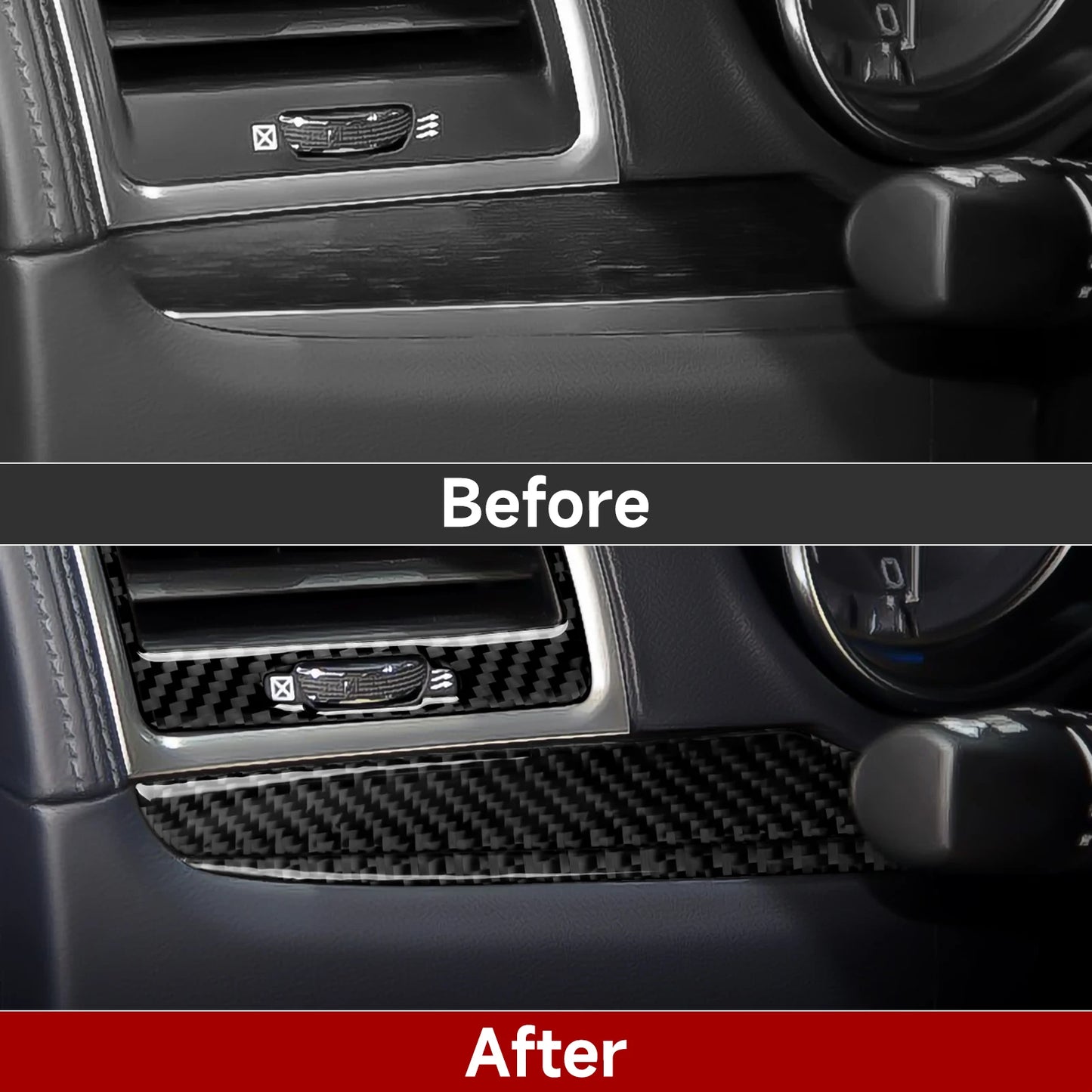 For Chrysler 300 (2011-2014) Car Center Console Gear Shift Panel Steering Wheel Cover Carbon Fiber Interior Sticker Accessories