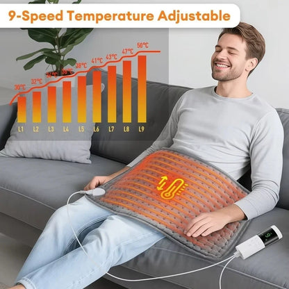Electric Heating Massage Pad, 9 Heat Levels, Constant Temperature, 4 Modes & Timer Function, Body Warming Heating Pad for Legs,