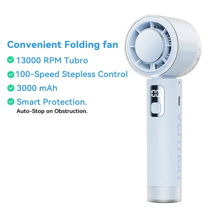 Vention Portable Fold Handheld Fan 13000 PRM 100-Speed Air Conditioner Intelligent power-off protection Outdoor Turbo Fan