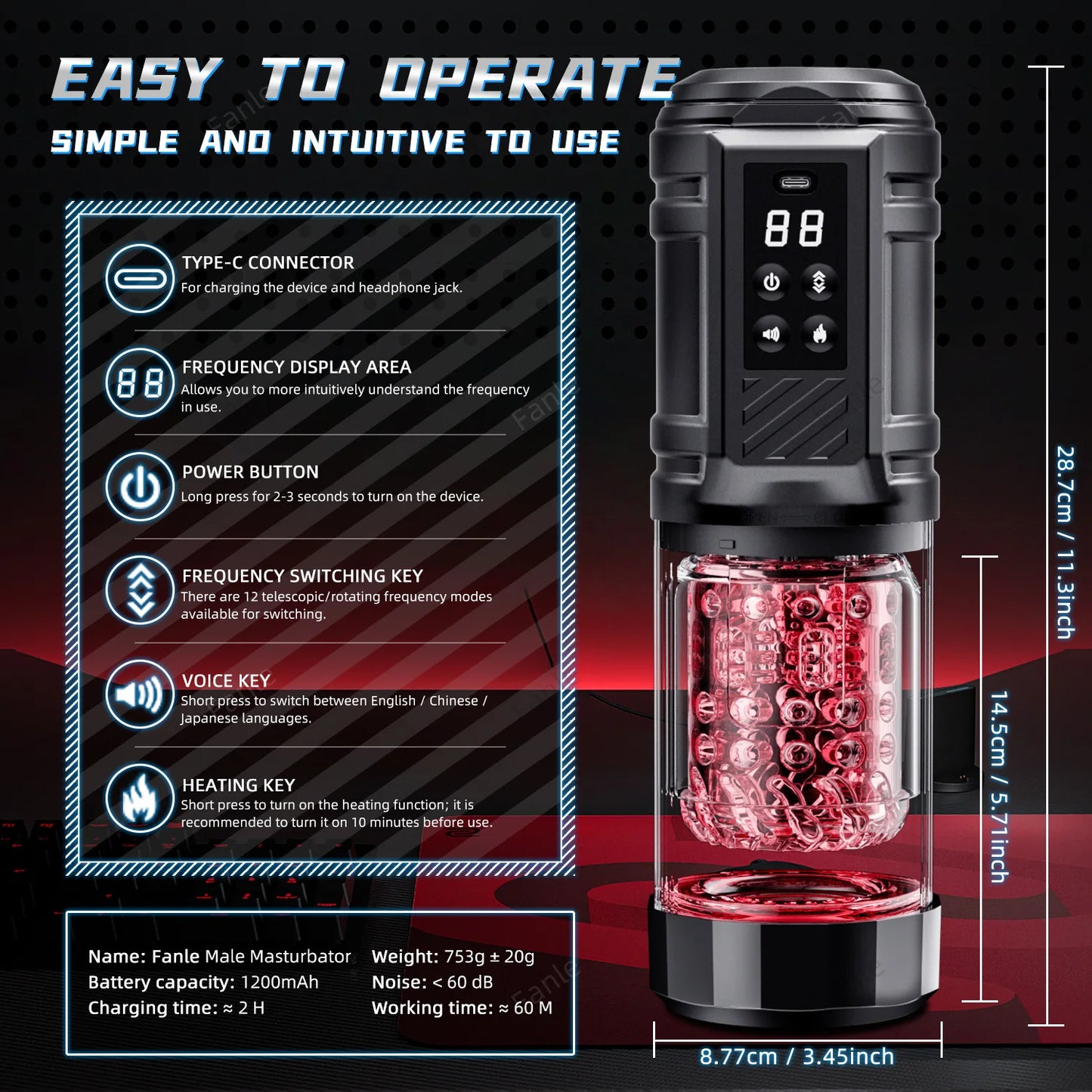 APP Male Automatic Masturbator Cup 12 Thrusting Heating Rotating Pussy Blowjob Sucking Licking Stroker Adult Sex Toy For Men
