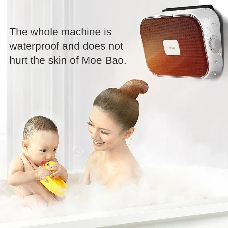 Midea Electric Heater Bathroom Heater Waterproof Fast Heating Energy-saving Electric Heater Small Sun Dual-Purpose Heating 220V