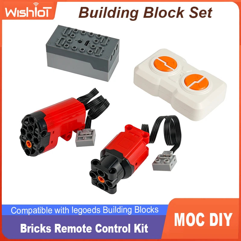 Sports Car Technological Block 1:14 Red Power Function L/Servo Motor Set With Remote Controller Moc Bricks DIY Parts Model Toys