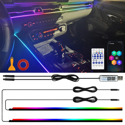 Car Interior LED Strip Lights Acrylic RGB Auto Ambient Lighting with Dreamcolor Center Console Dashboard Lamps with APP Remote
