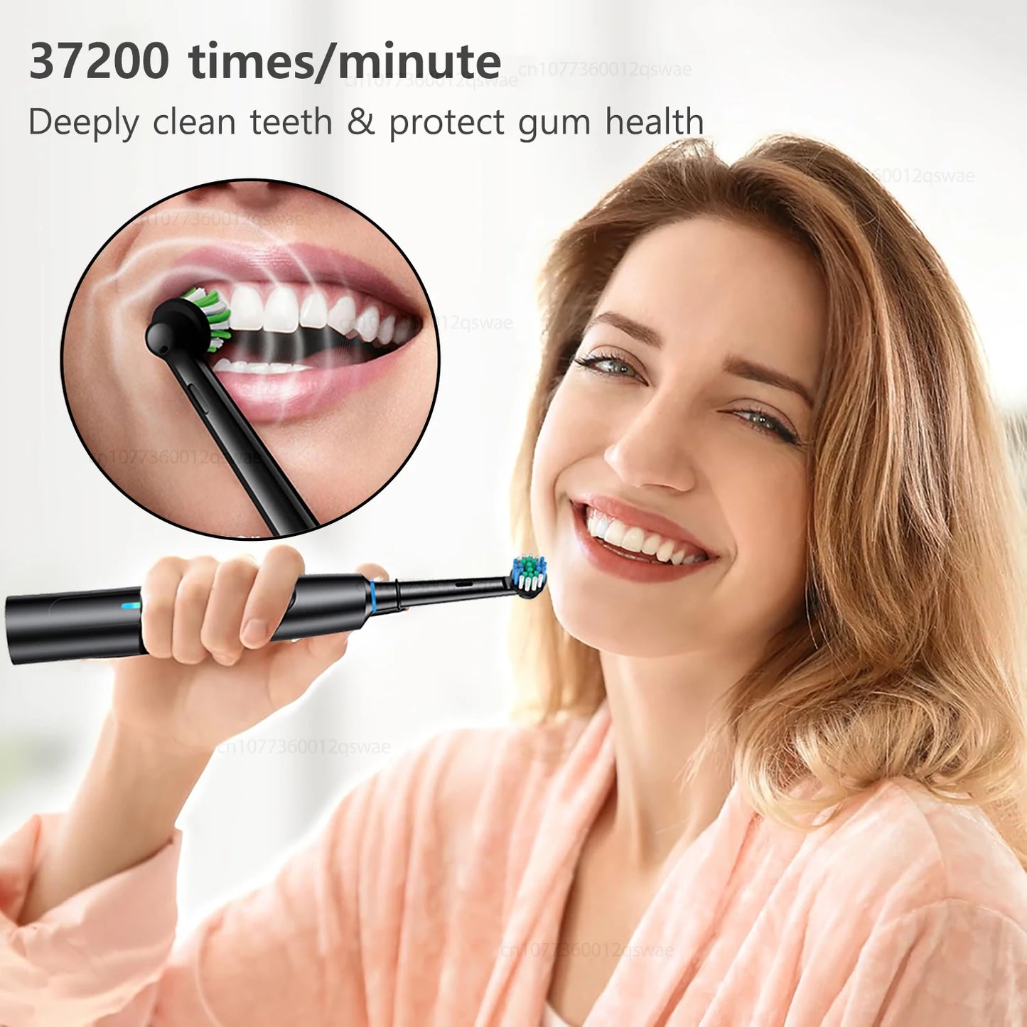 Electric Toothbrush Rechargeable Deep Clean Whitening Teeth for Adult Toothbrush Rotation Toothbrush with 4/8 Replacement Heads