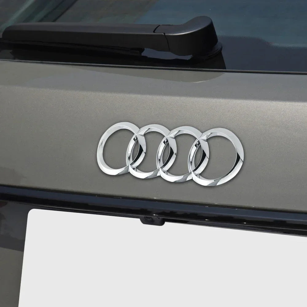 Black Silver ABS 4 Ring Car Hood Bonnet Front Grill Trunk Rear Emblem Logo Badge Sticker For Audi A3 A4 A5 A6 A7 TT Q2 Q3 Q5 Q8