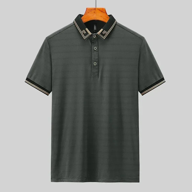 Big Size Men's Ice Silk Polo Shirts Short Sleeve Golf Wear Tee Shirt Male Plus Large 8XL 7XL 130kg Designer Breathable Business