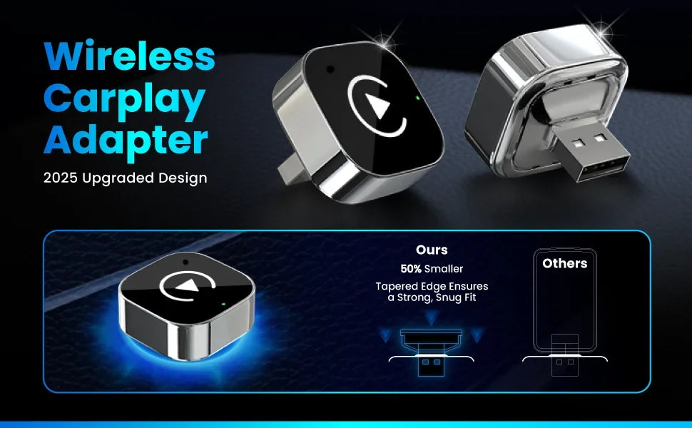 2026 Wireless CarPlay Adapter for iPhone - No Audio Lag, Auto-Connect - Convert Factory Wired to Wireless CarPlay - Bluetooth 5.