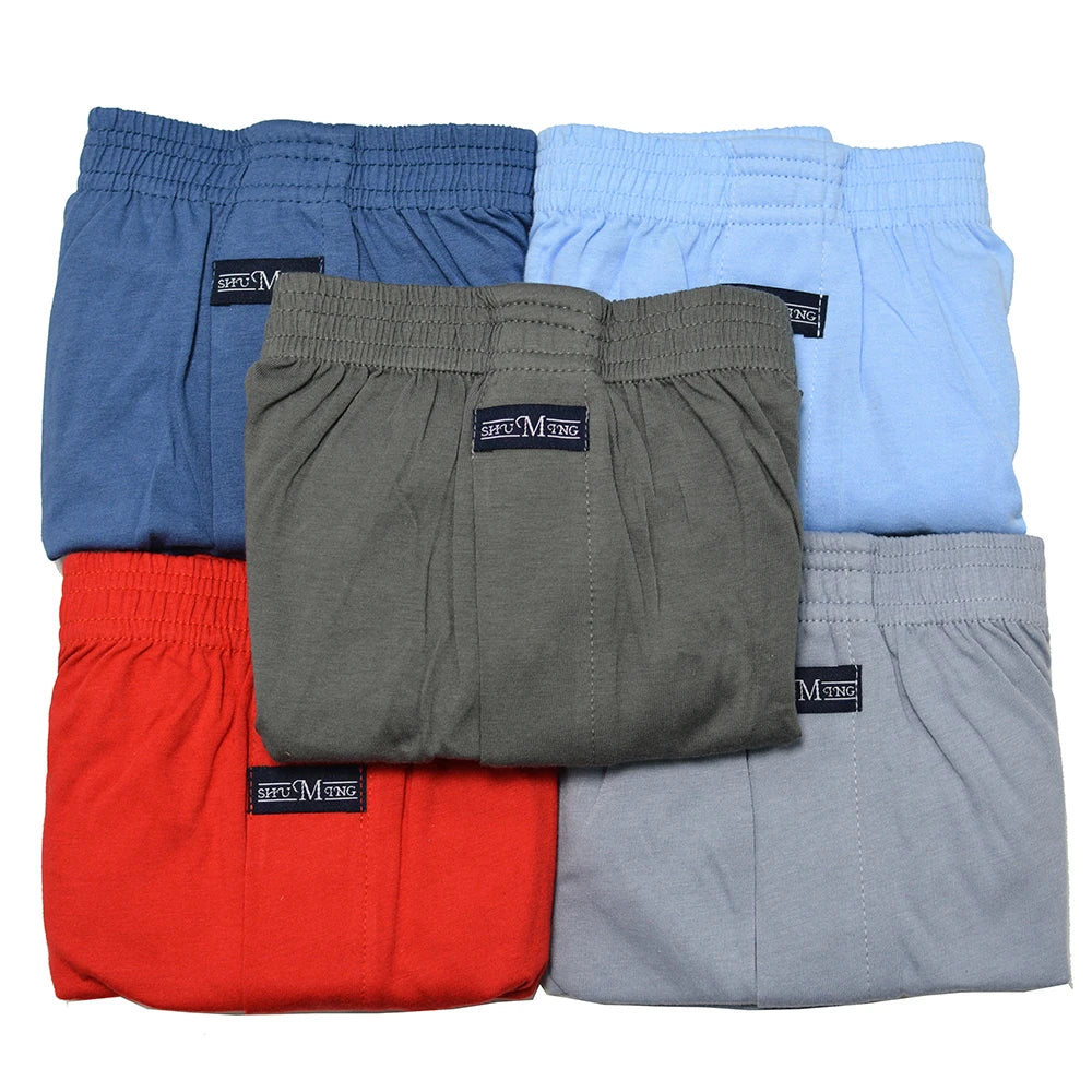 5PCS/Pack 100% Cotton Men Solid Pajama Pants Casual Elastic Waist Sleeping Shorts 3D Crotch Bottoms Breathable Pijama Hombre