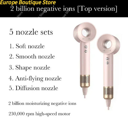 New Super Hair Dryer 220V Leafless Hair Dryer Personal Hair Care Styling Negative Ion Tool Schedule Negative Ion Electric Dryer