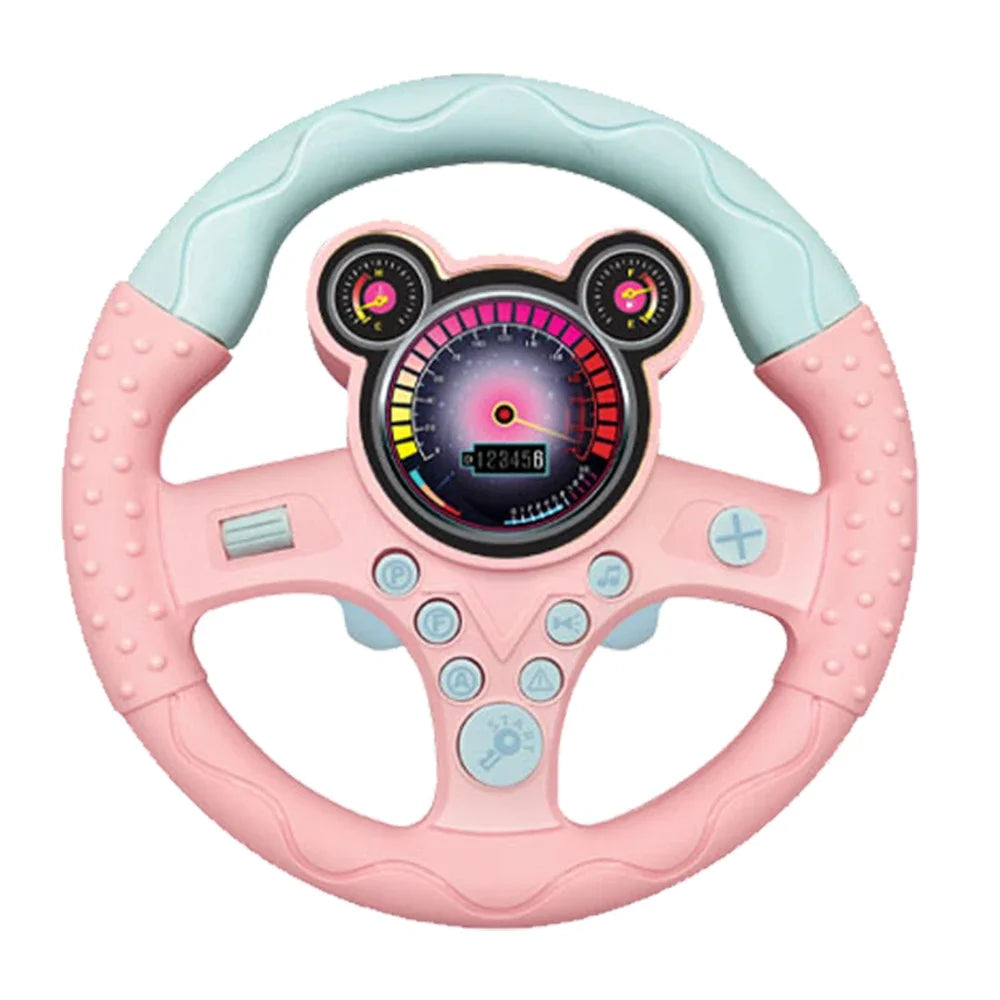 Simulation Steering Wheel Toy Montessori Eletric With Light Sound Baby Kids Musical Educational Copilot Stroller Steering Toy