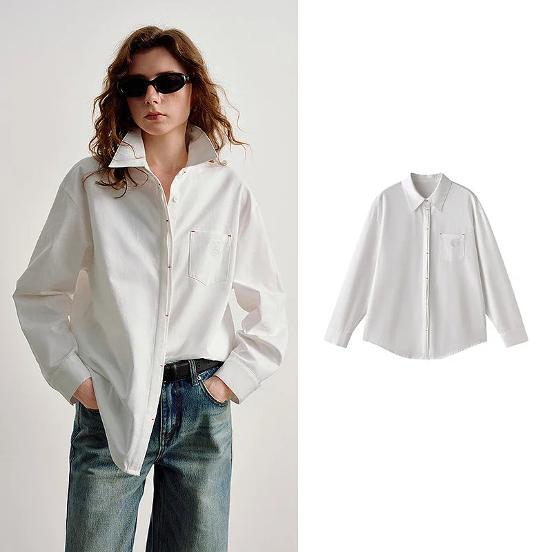 TOYOUTH Women Easy Morning Lazy Shirts 2026 Spring New Wrinkle-Resistant Low-Maintenance Light Spring Cotton Blouses
