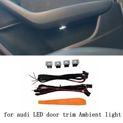 LED door trim Ambient atmosphere storage box light inner door debris box lighting lamp+wiring harness For Audi A4 S4 A5 A6 A7 A8