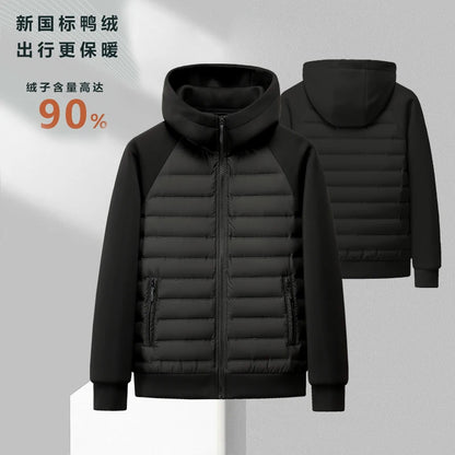 High-quality, Fashionable and Stylish Winter New 90 White Duck Down Hooded Light and Thin Spliced Down Jacket for Both Men and W