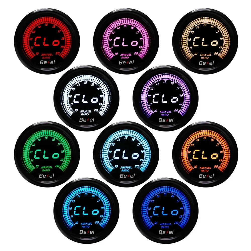 52mm Boost Water temp Oil temp Volt Vacuum Tachometer EGT Air fuel ratio Oil pressure Gauge 10 Color Car Meter