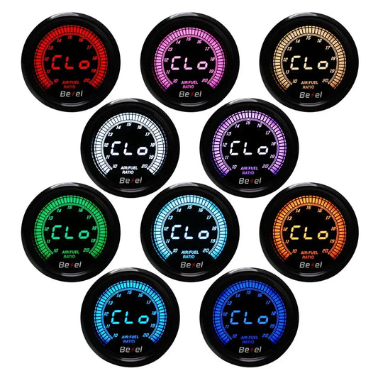 52mm Boost Water temp Oil temp Volt Vacuum Tachometer EGT Air fuel ratio Oil pressure Gauge 10 Color Car Meter