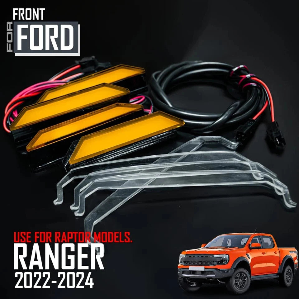 4PCs Amber LED Front Grille Light For Ford Ranger Raptor 2022 2023 2024 2025 P703 NEXT-GEN