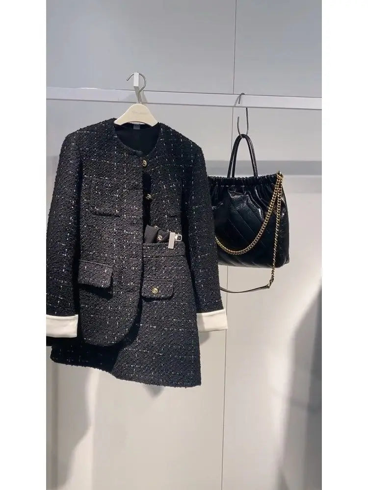 Korean Style Autumn Winter New Ladylike Outerwear Skirt Set Women's Fashion Two-Piece Suit Casual Style Versatile Audience