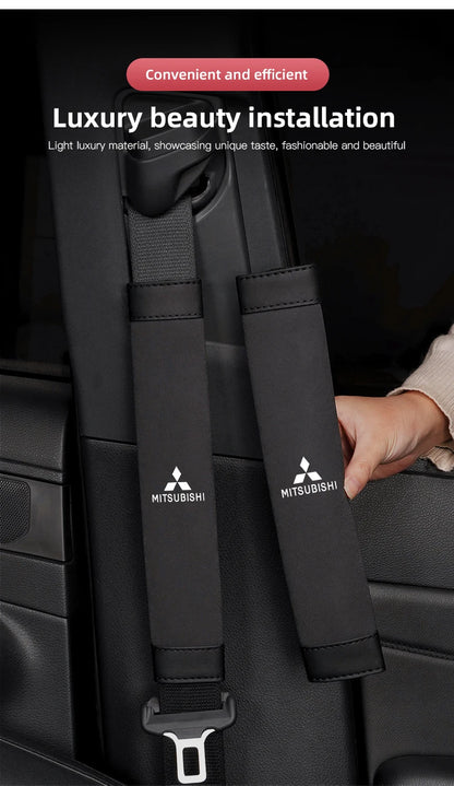 2Pcs Car Seat Belt Cover Shoulder Protector Auto Accessories For Mitsubishi Eclipse Lancer Outlander Pajero Ralliart Star Mirage