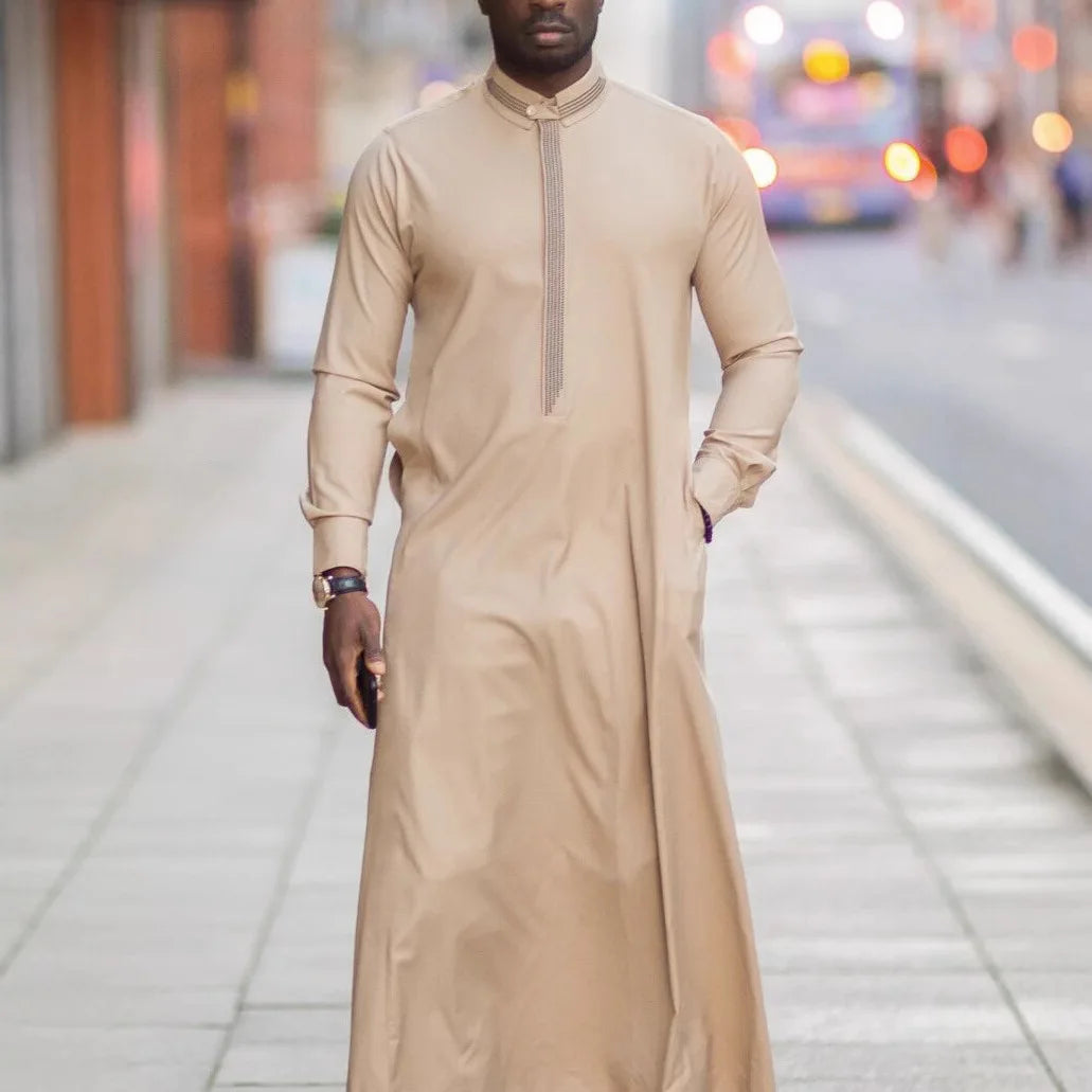 2026 New Long-sleeve Embroidered Men's High-quality Clothing With Pockets Robe Abaya Ramadan Dubai Luxury Islam Elegant
