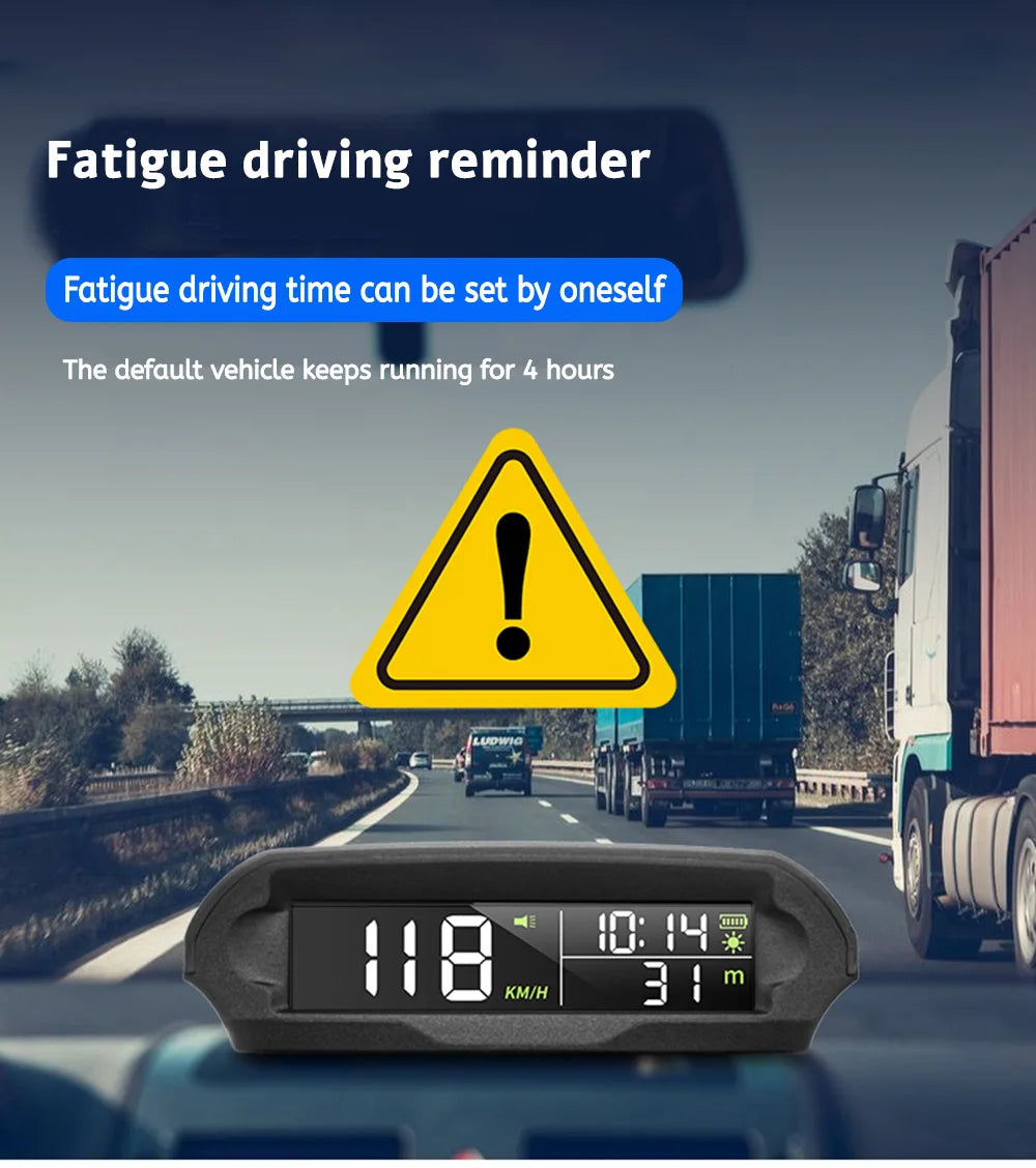 Digital Head‑Up Displayer OBD2+GPS Speed Warning Head Up Display Smart Gauge Car HUD Speedometer Turbo RPM Alarm for Car Truck