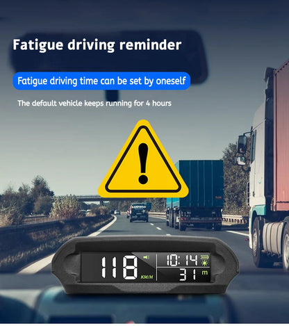 Digital Head‑Up Displayer OBD2+GPS Speed Warning Head Up Display Smart Gauge Car HUD Speedometer Turbo RPM Alarm for Car Truck