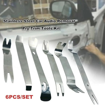 Car Inner Removal Tool 6pcs Kit Auto Car Radio Door Clip Panel Audio Removal Installer Pry Tool with Canvas Bag