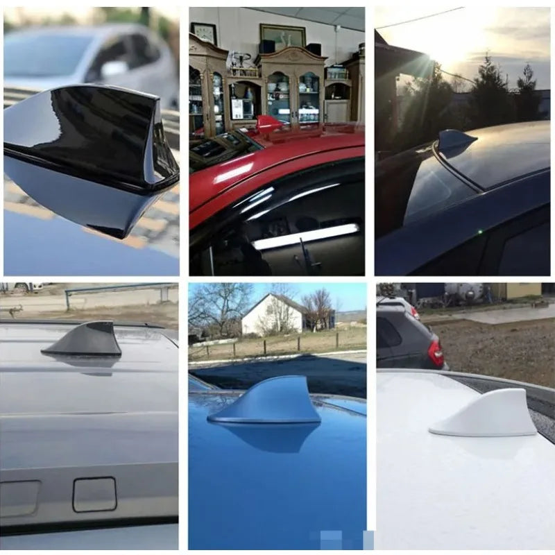 1pc Car decoration shark fin antenna for signal and radio reception, roof wing antenna modification without drilling