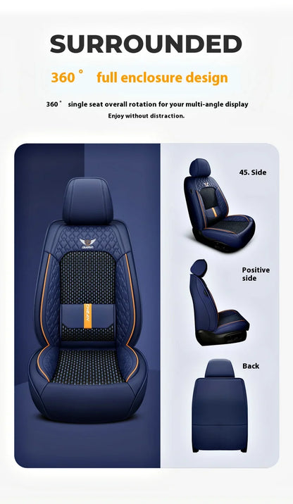 5-seat  car seat cover, new nappa leather ice silk fixed lumbar support, four-season universal, suitable for most cars