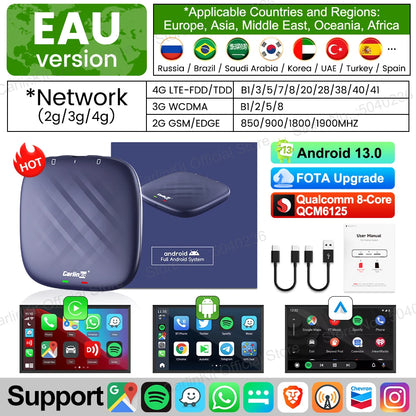 2026 NEW CarlinKit CarPlay Ai Box Qualcomm 8-Core Android 13 Wireless Carplay Android Auto Car Video TV Box WiFi SIM For Netflix