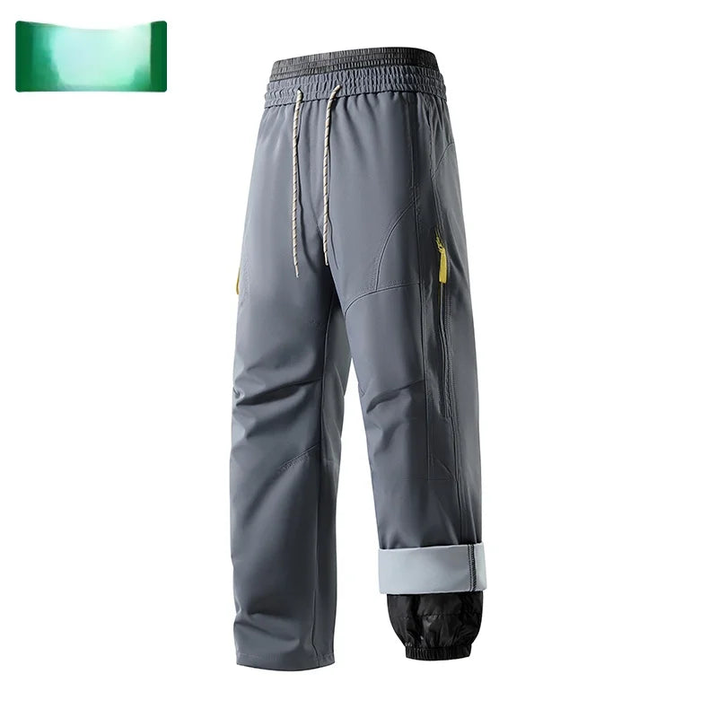 Thickened down Workwear Sports Pants Men's Winter Warm Mountain Climbing Duck down Waterproof Men's Trousers Youth Casual Fas...